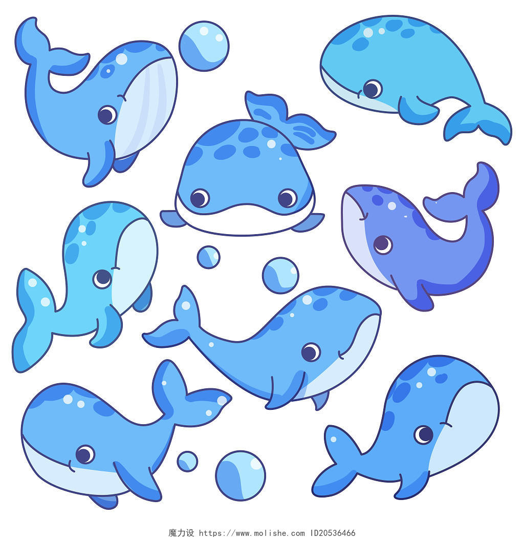 卡通可爱风动物海底世界海洋海豚插画素材png